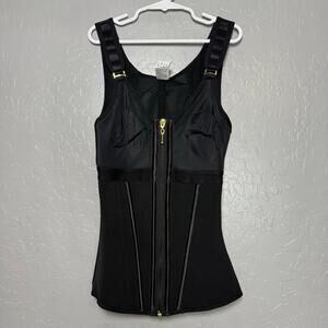 Black Front-Zip Shapewear Tank with Adjustable Straps